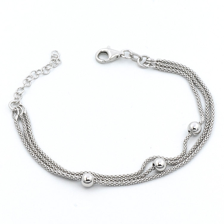 Bracciale Tre Fili in Argento con Sfere