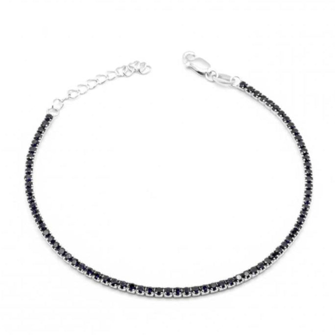 Bracciale Tennis in Argento Pietre Nere