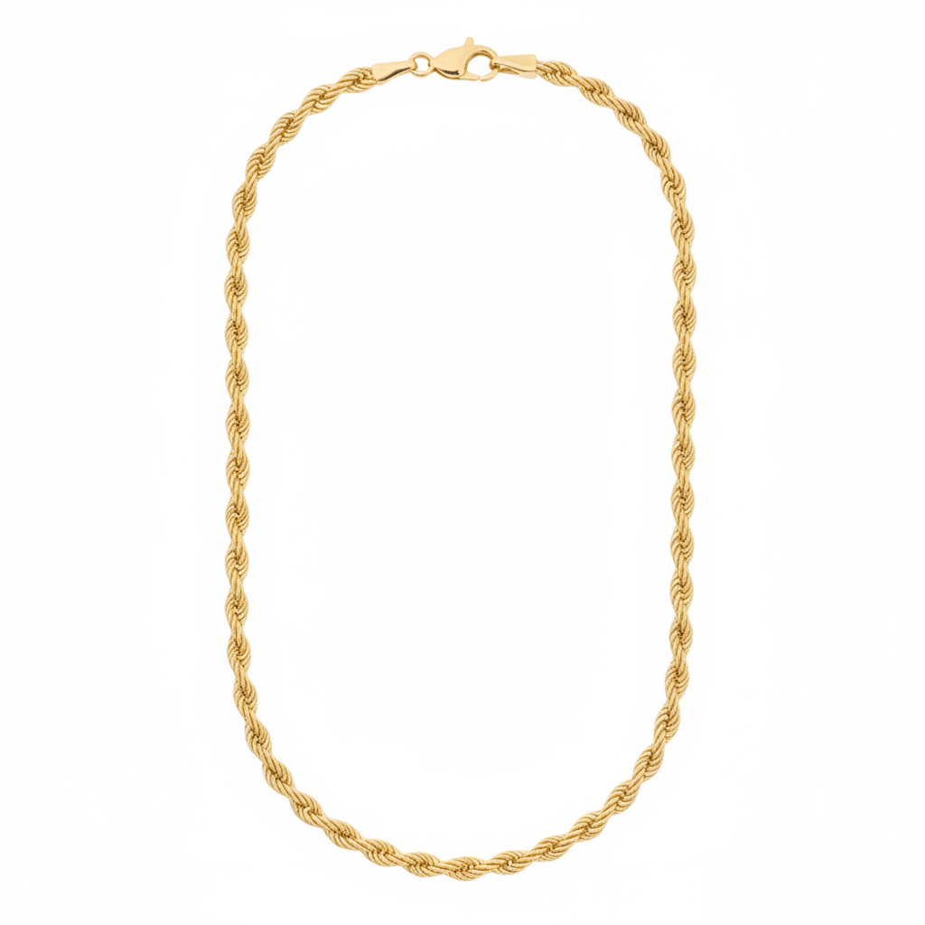Collana in Oro 18 Carati Maglia Corda Laser Lucida Gioielli in Oro