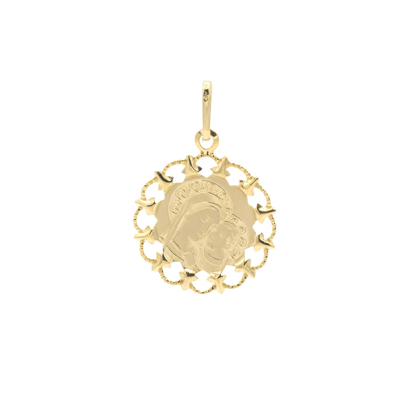 Medaglia Madonna con Bambino in Oro Giallo
