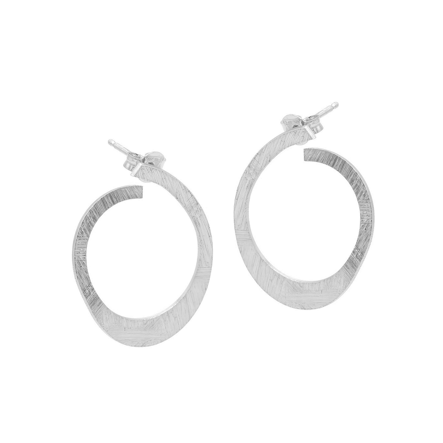 Orecchini Ovali in Argento Satinati