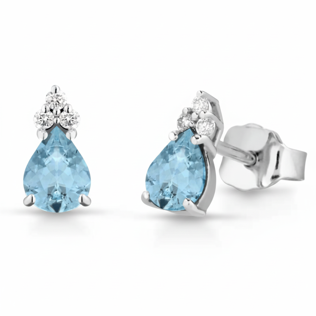 Orecchini PG Gioielli Diamanti e Acquamarina Linea Clover