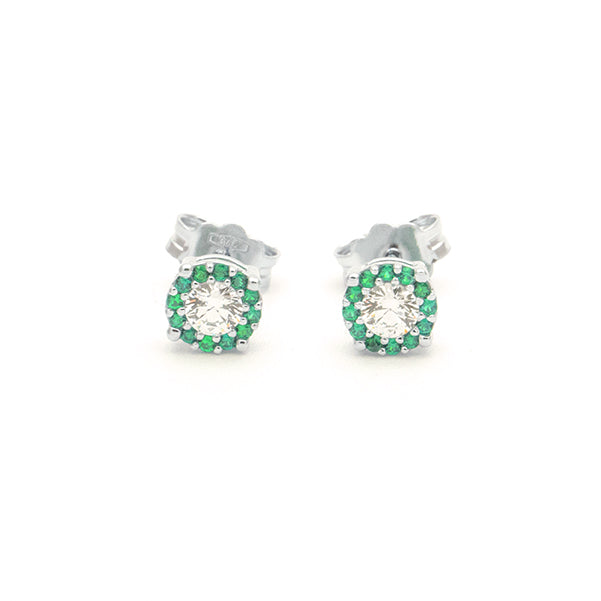Orecchini Punto Luce Magic con Verde in Oro Bianco