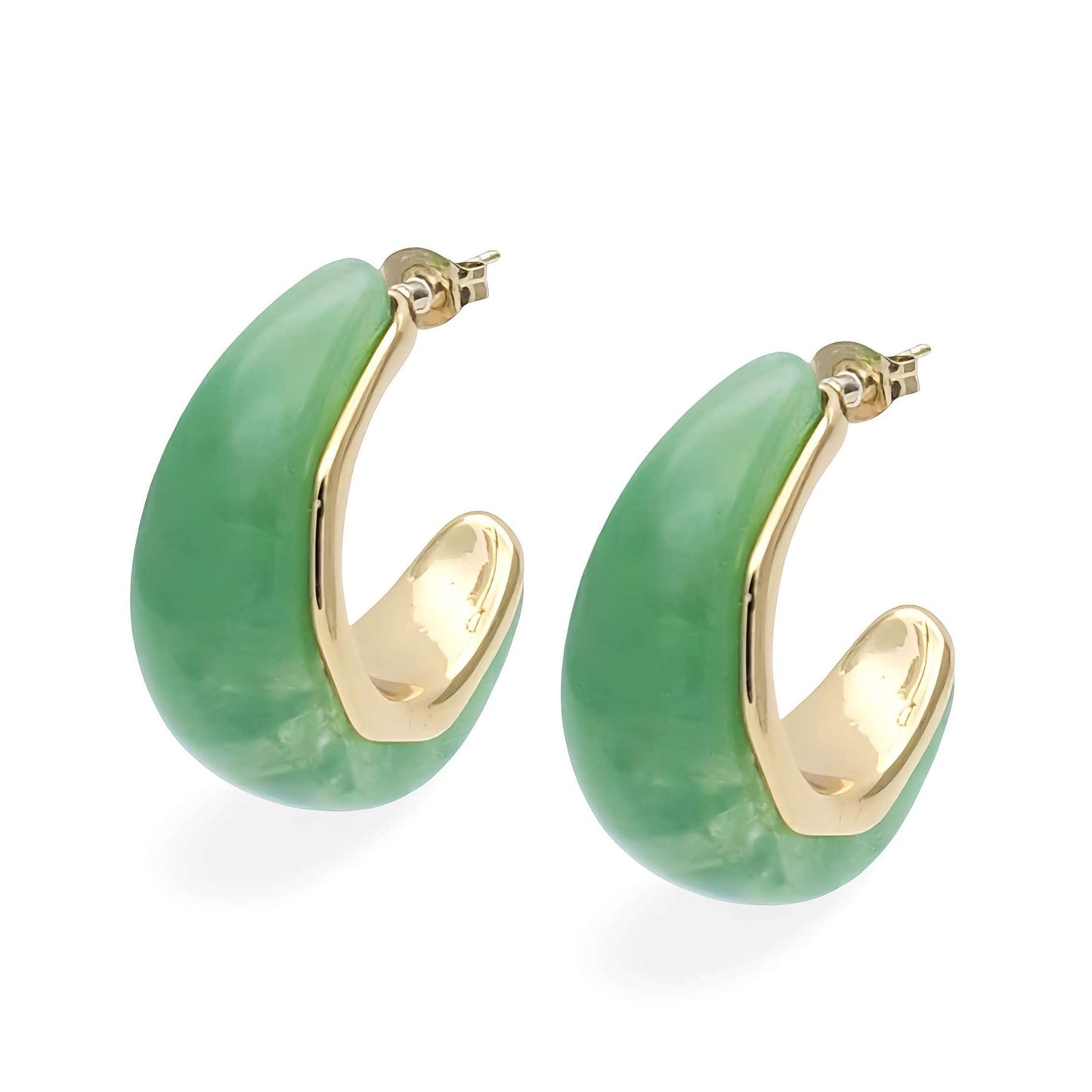 Orecchini Mezzaluna Verde e Oro