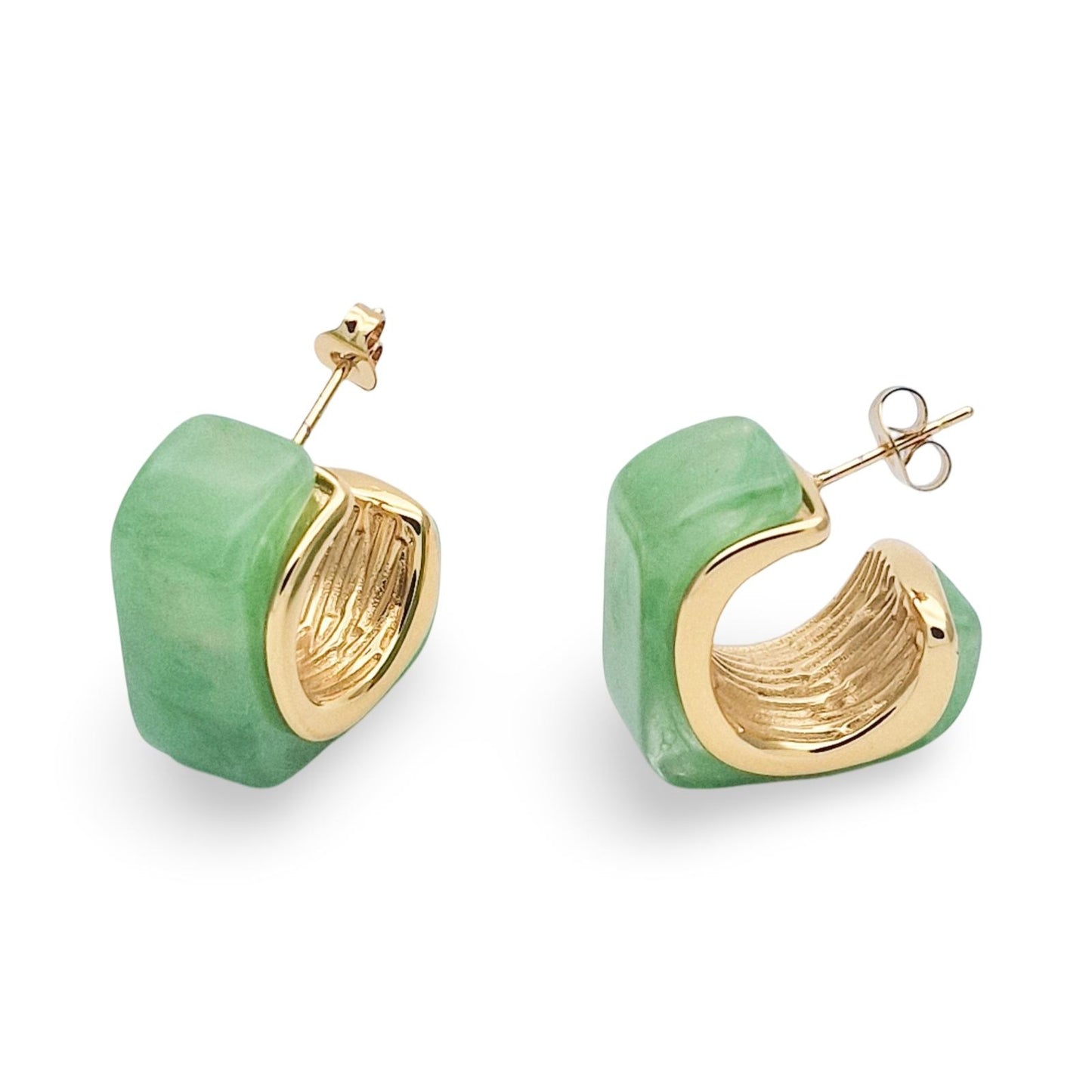Orecchini Quadrotti Verde e Oro