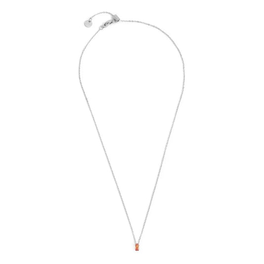 Collana con Zircone Baguette Arancione in Acciaio Marlù Marlù