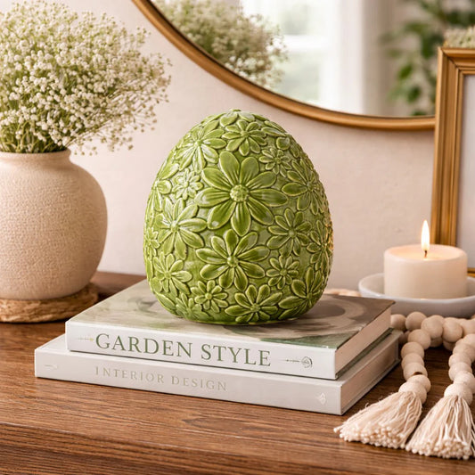 Fade Floral Egg Uovo Decorativo Verde