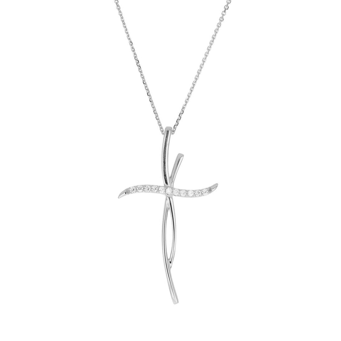 Collana Croce Stilizzata in Oro Bianco