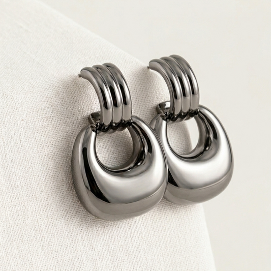 Orecchini a Gancio Nuvola Gunmetal Moderno Gaiè Bijoux