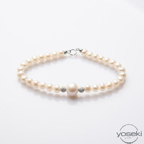 Bracciale Di Perle E Sfere Diamantate In Oro Bianco
