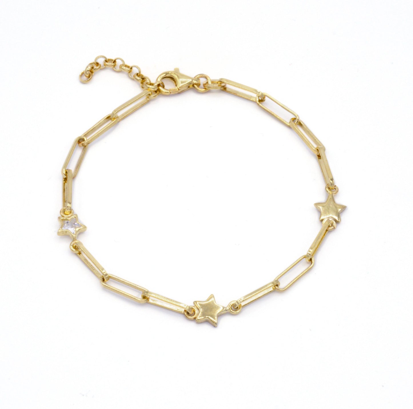 Bracciale A Catena In Argento Dorato Con Stelline