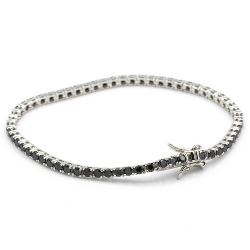 Bracciale Tennis In Argento E Pietre Nere