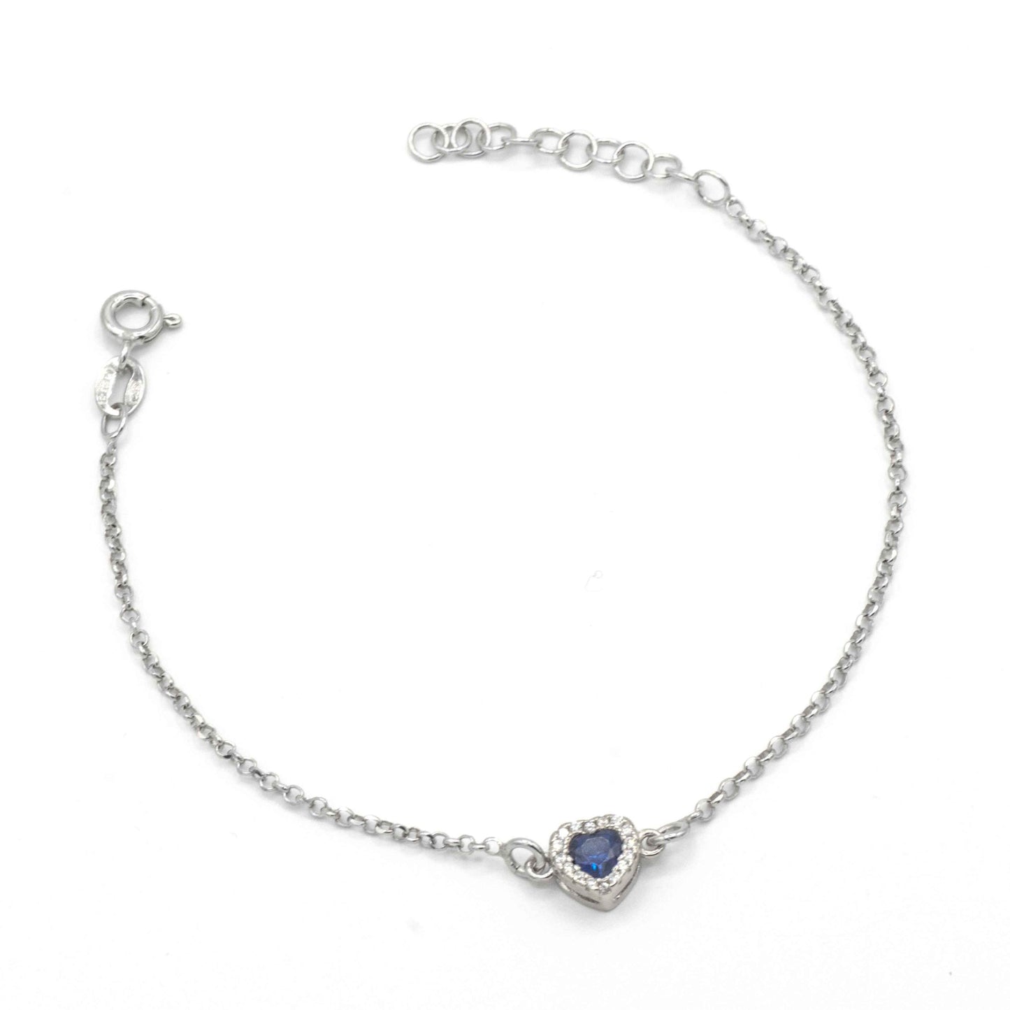 Bracciale in argento cuore in pietra blu