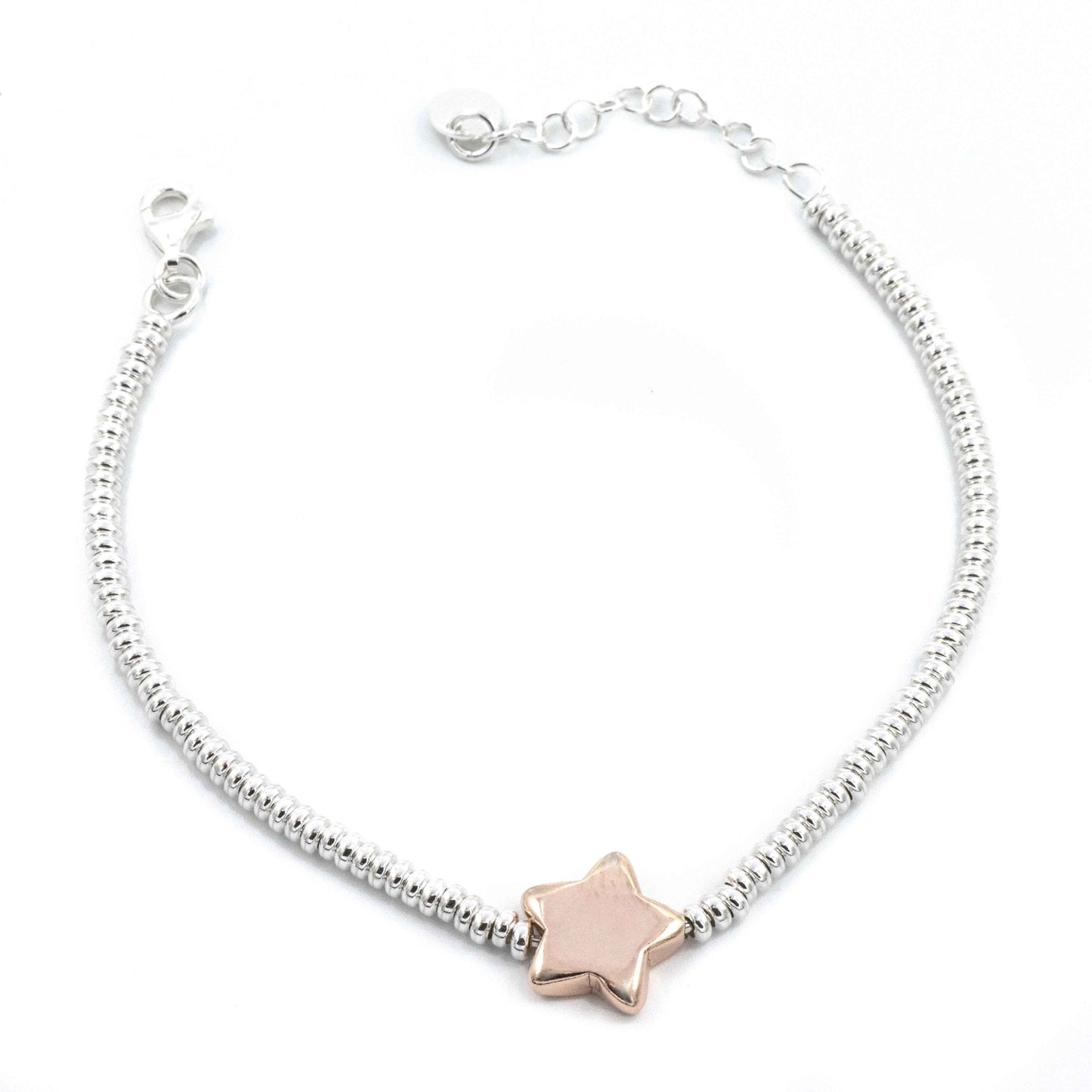 Bracciale anellini e stella rosa in Argento