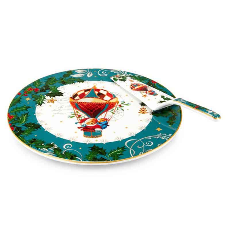 Christmas Piatto Torta Con Paletta Melchy