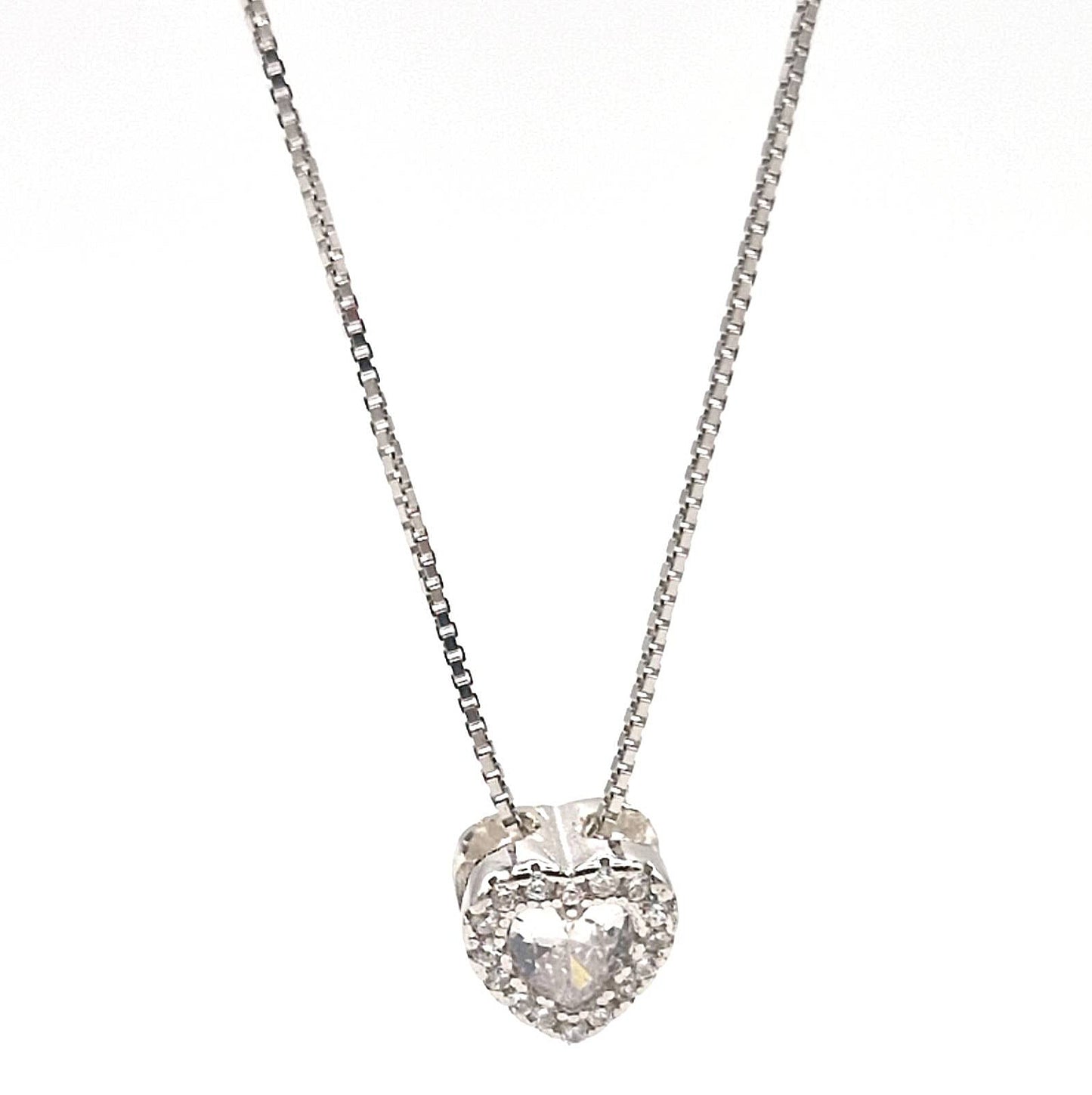 Collana in argento cuore con zirconi