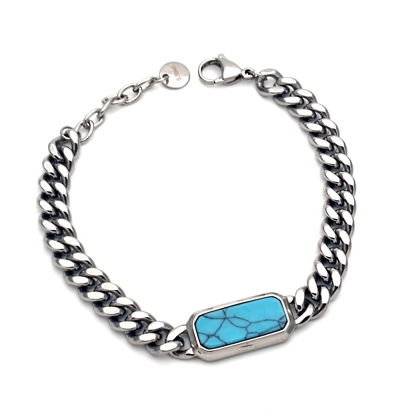 Bracciale grumetta e pietra turchese