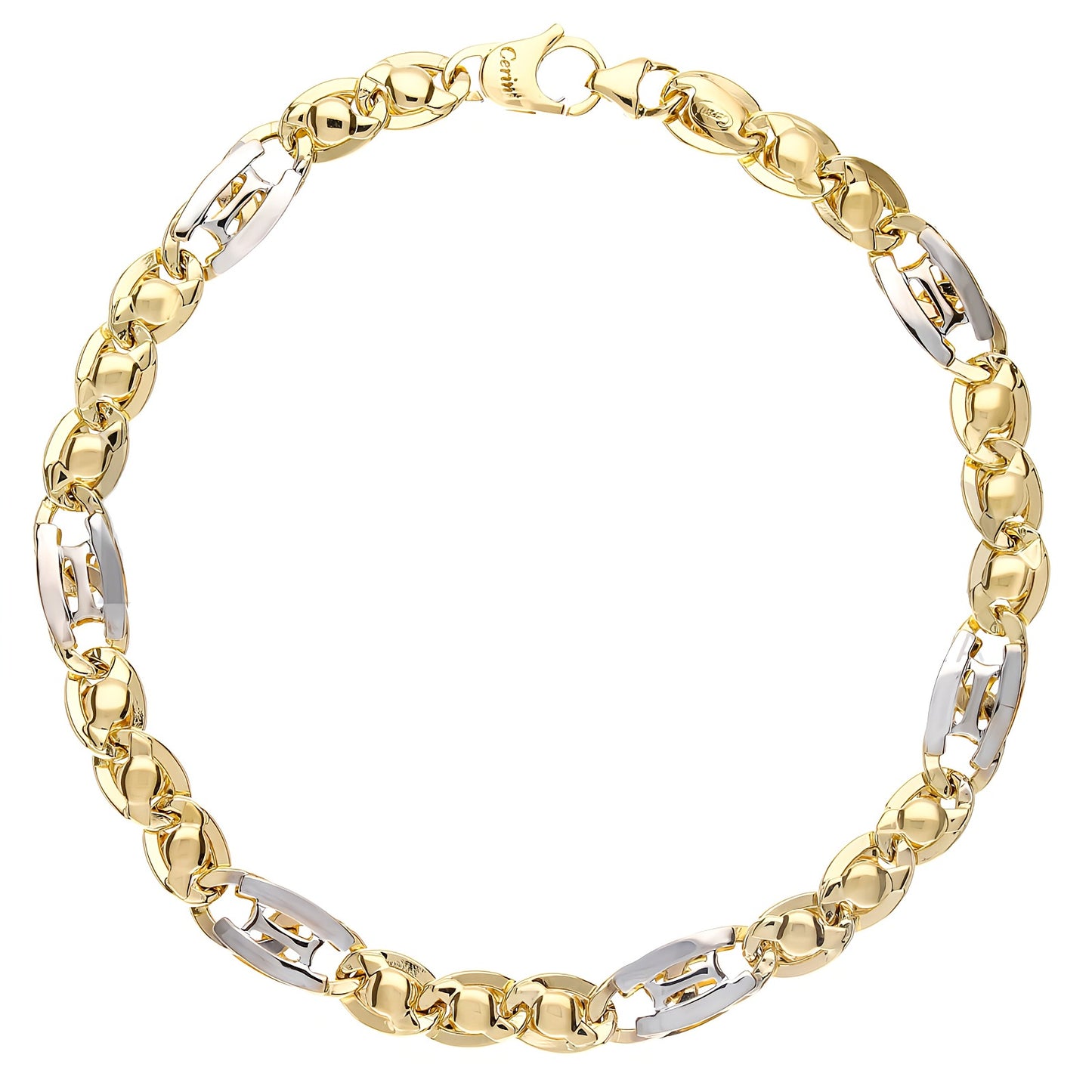 Bracciale con riportini in oro bianco e oro giallo