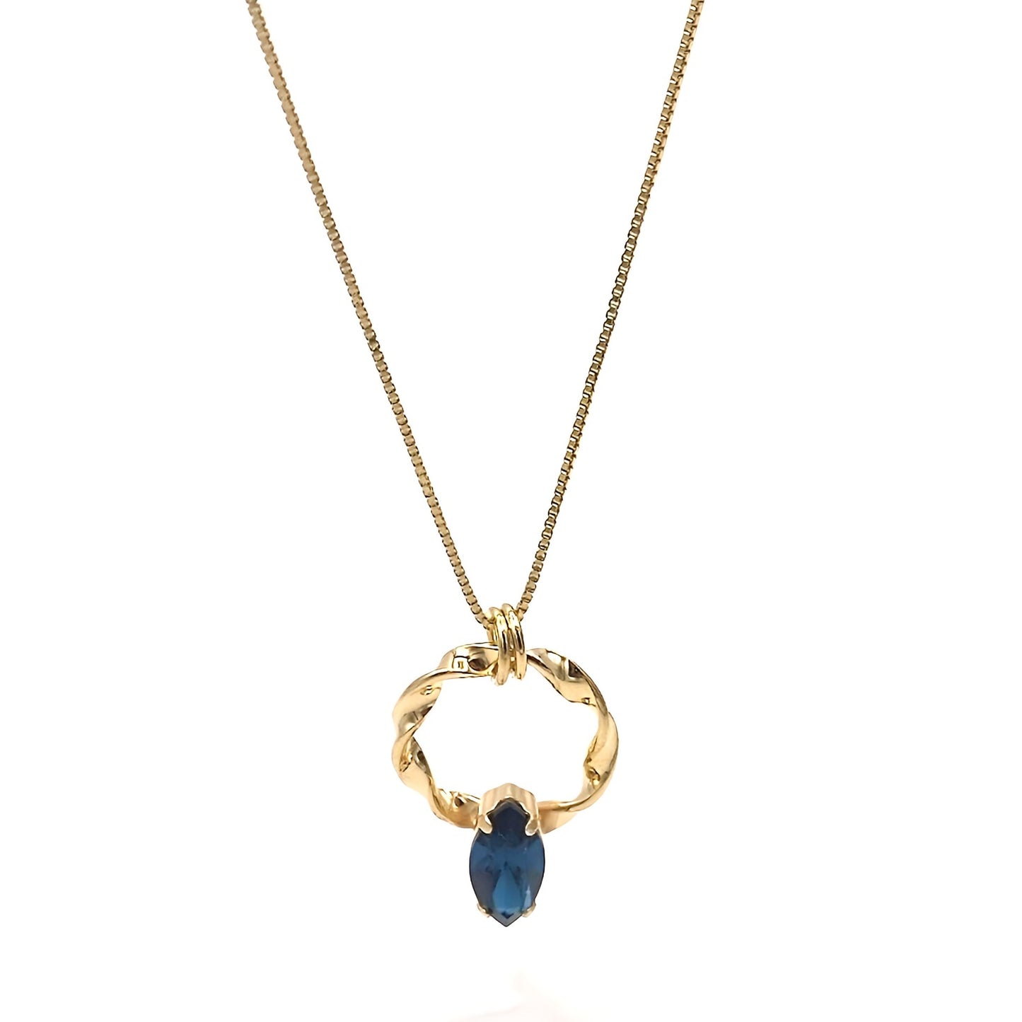 Collana in argento pendente torchon e pietra blu