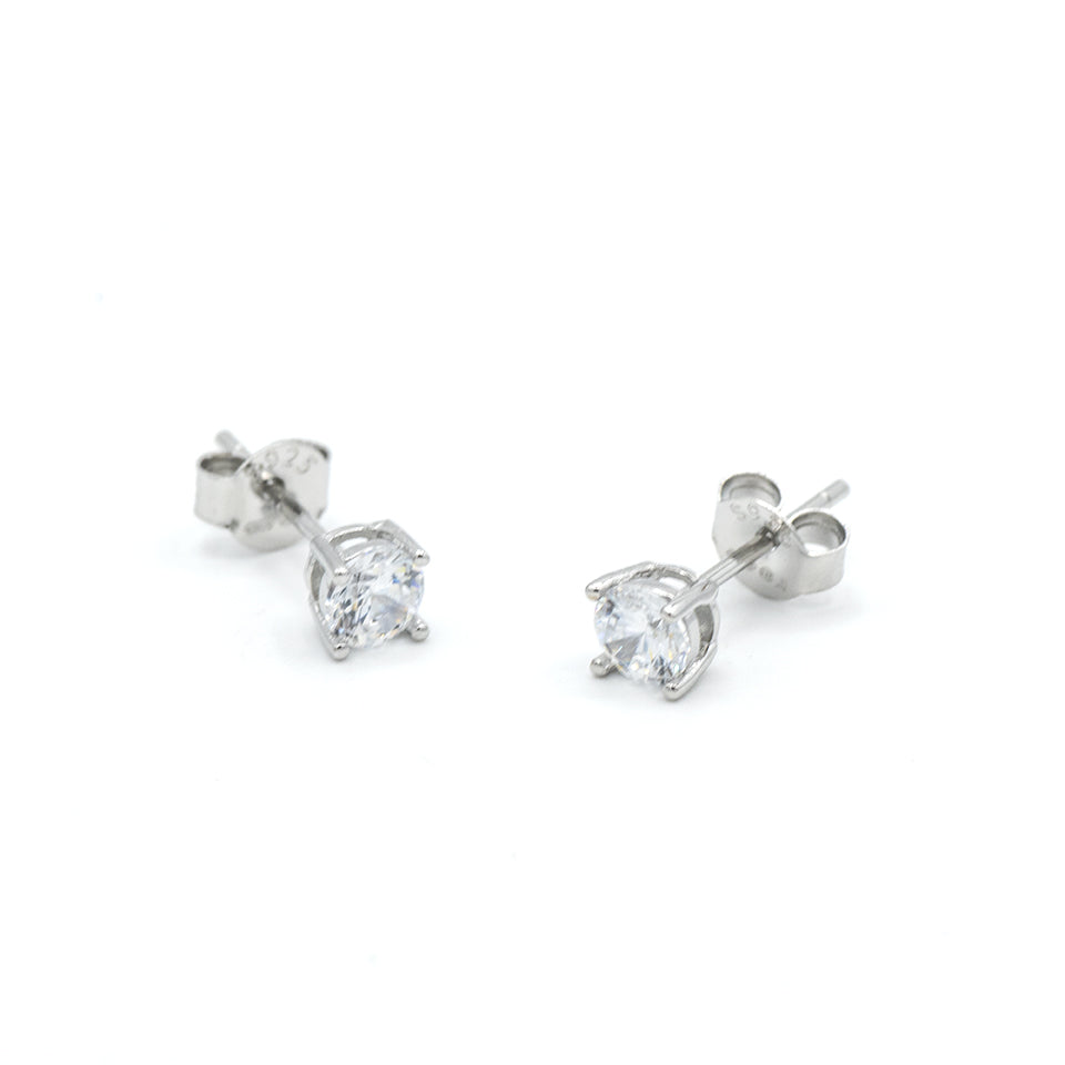 Orecchini punto luce in argento 4 mm