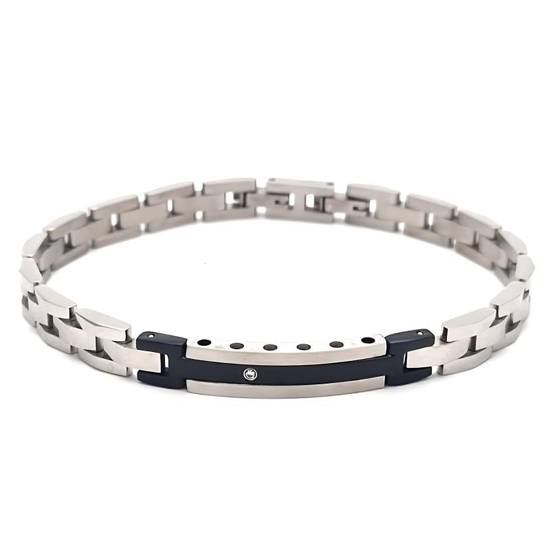 Bracciale In Acciaio E Pvd Nero Con Zircone