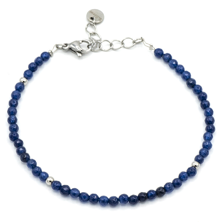Bracciale sfere in pietra blu e acciaio