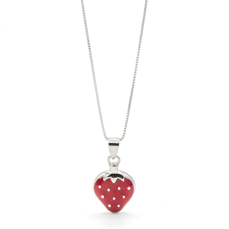 Collanina bimba in argento fragola smaltata