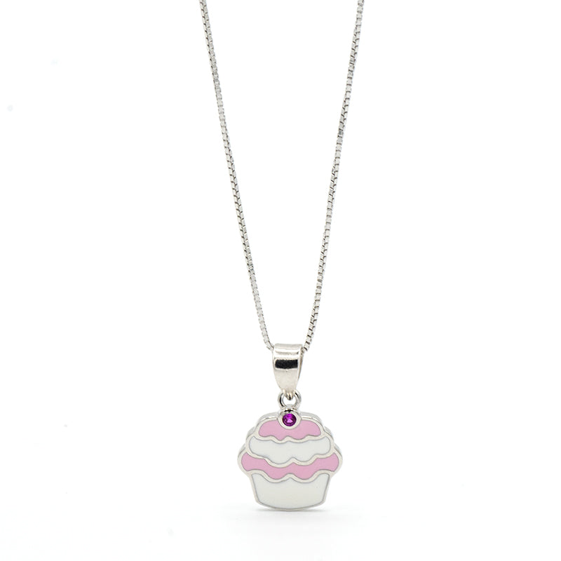 Collanina bimba in argento pancake smaltato