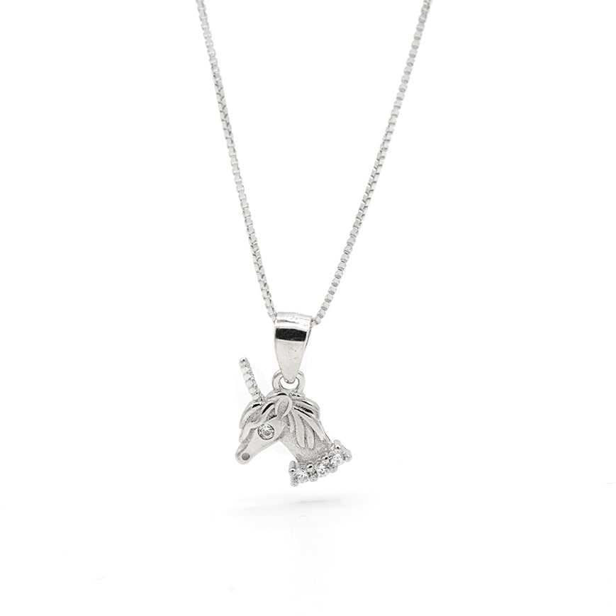 Collanina bimba in Argento unicorno con zirconi