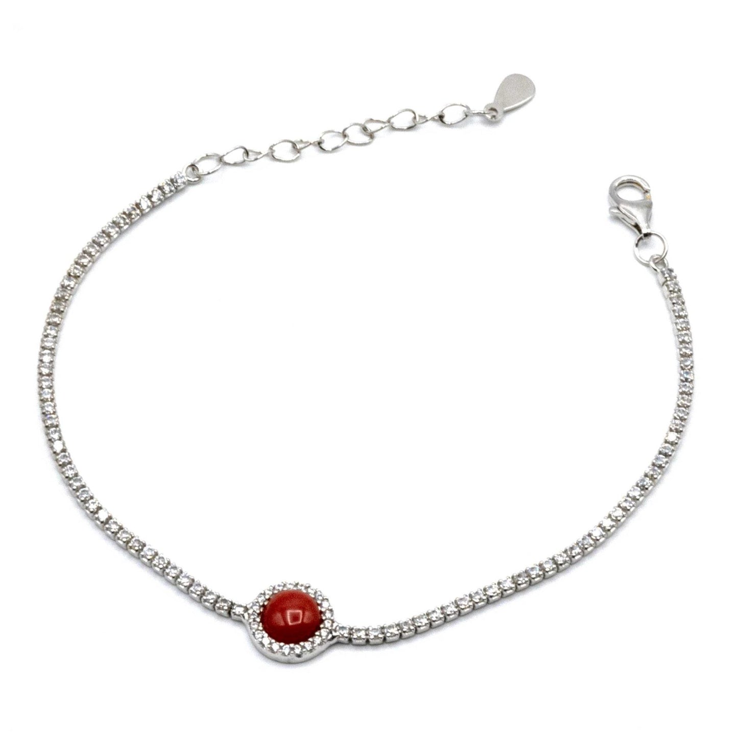 Bracciale Tennis In Argento Con Corallo