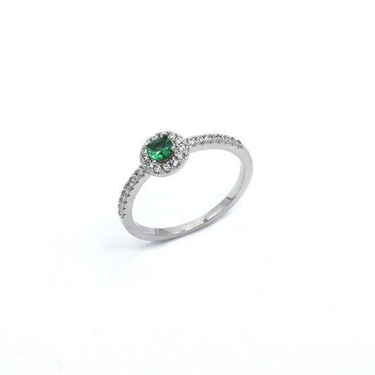 Anello Solitario In Argento Verde