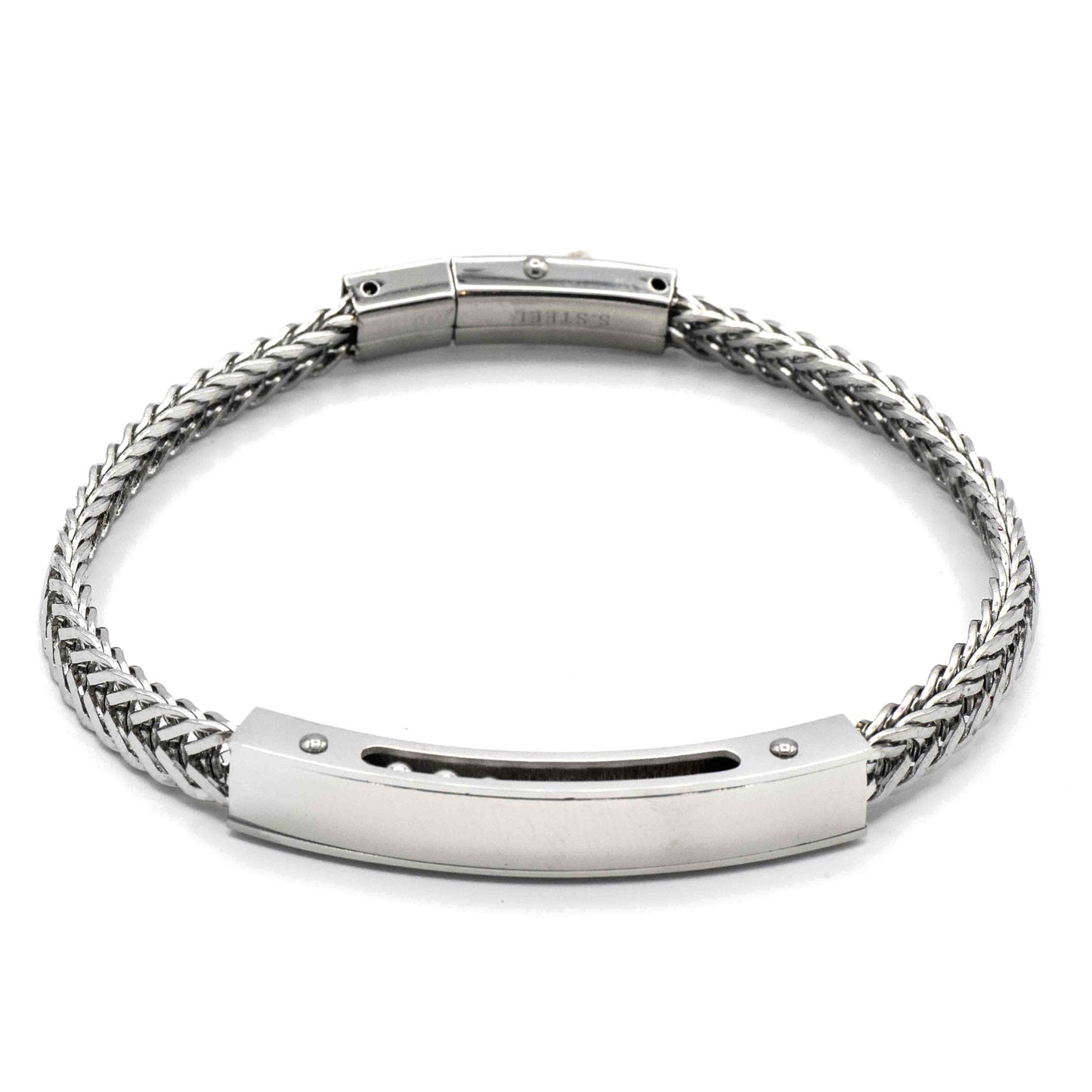 Bracciale Corda  In Acciaio Con Targa