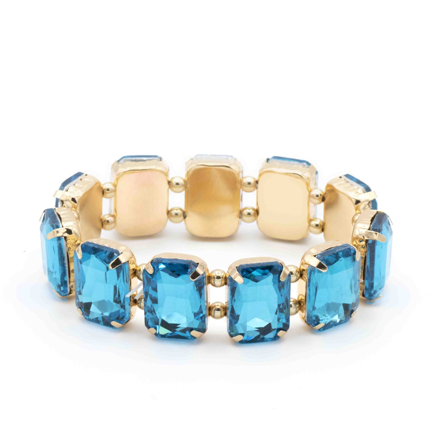 Bracciale Dorato Con Pietre Azzurre E Sfere