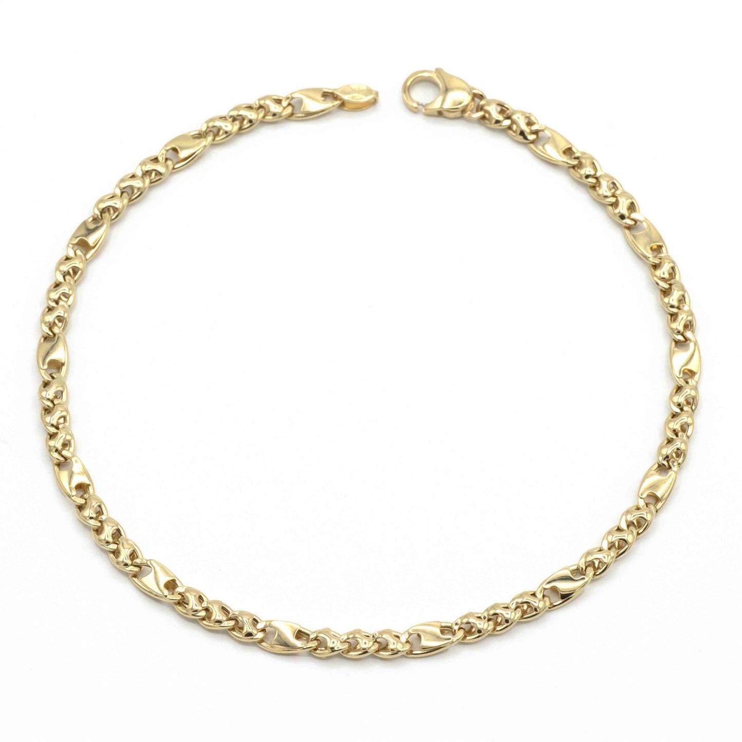 Bracciale In Oro A Maglie Alternate Con Riportini