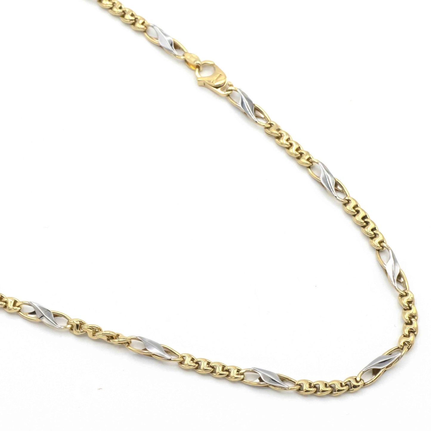 Collana Alternata In Oro Giallo E Bianco Con Riportini