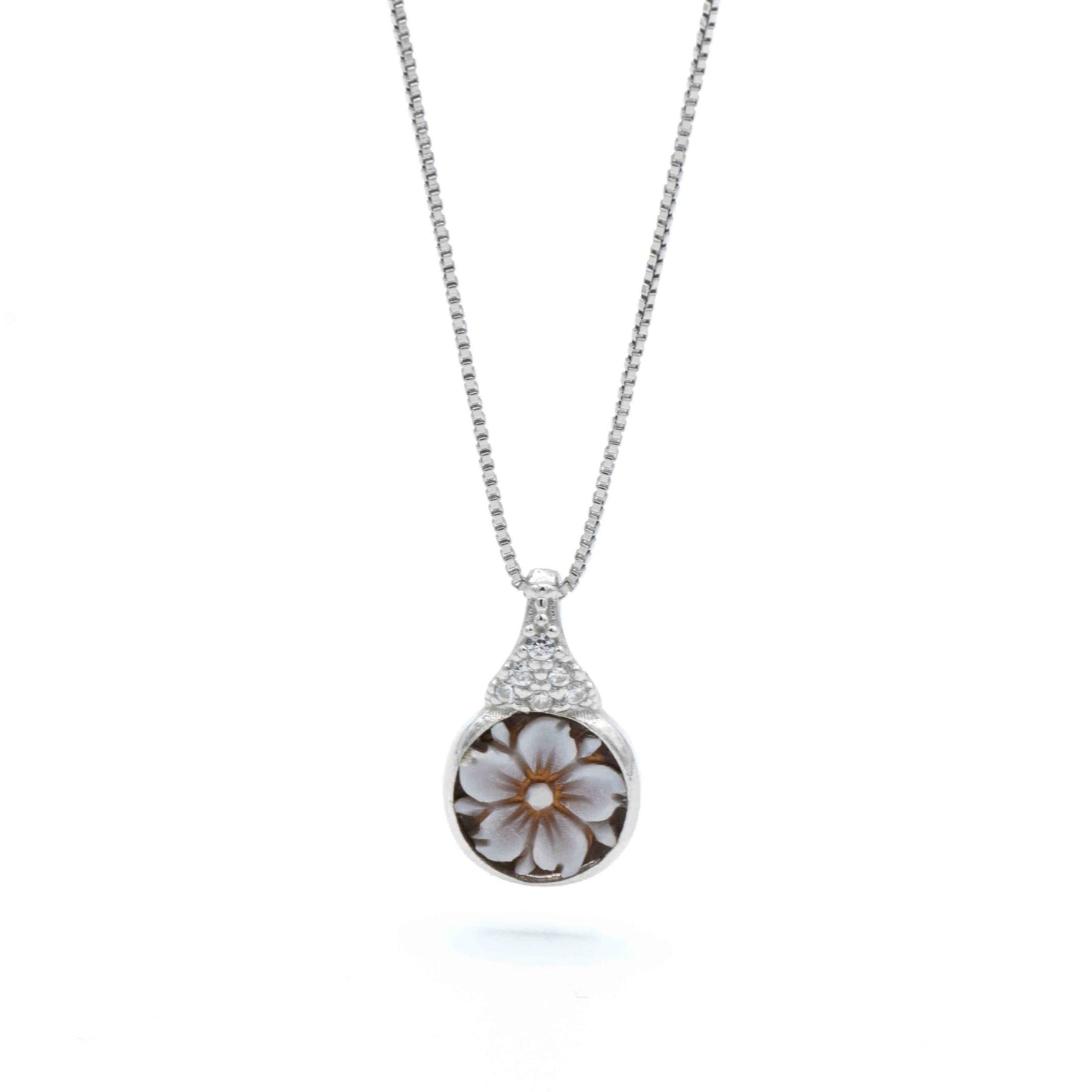 Collana In Argento Con Cammeo E Zirconi