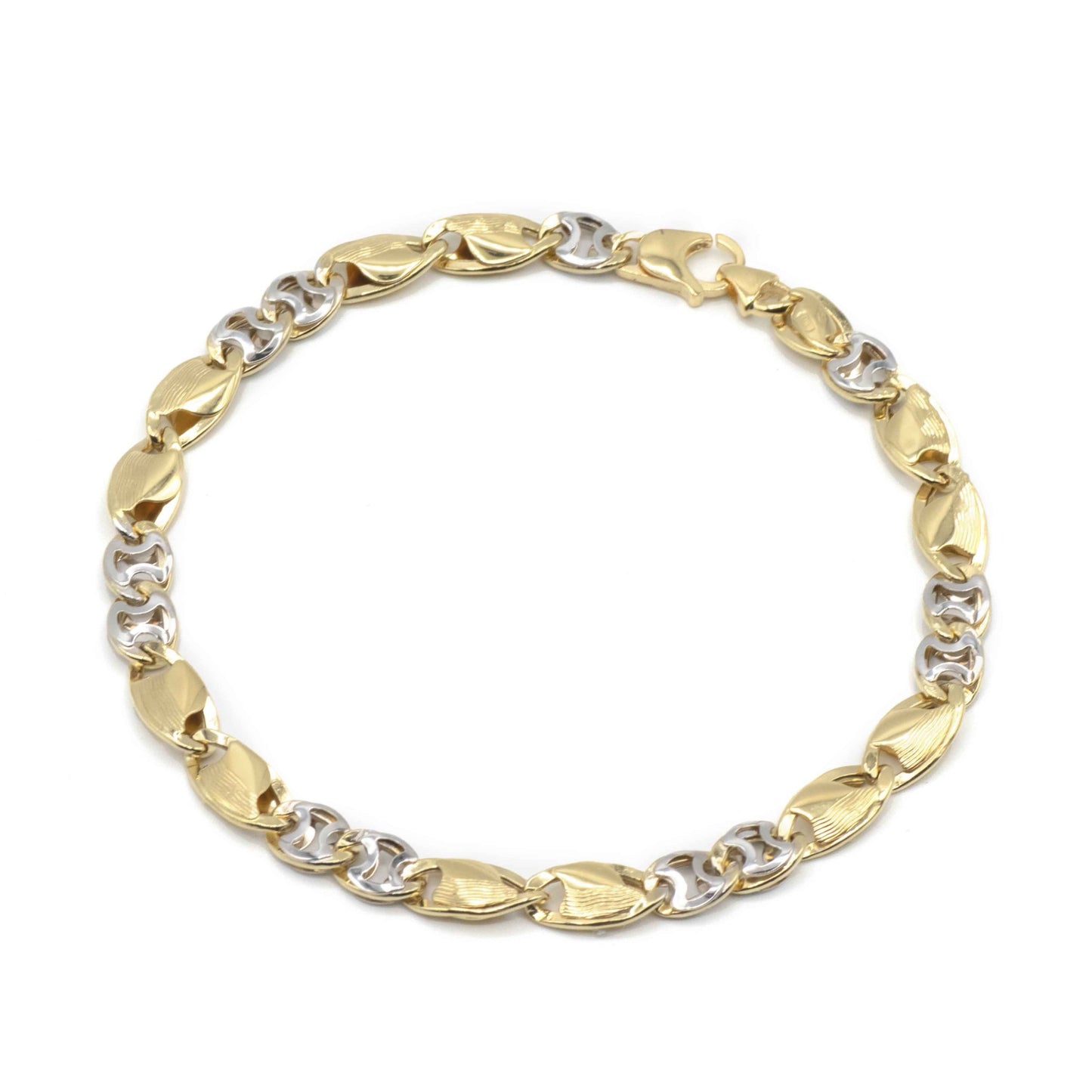 Bracciale Da Uomo In Oro Giallo E Bianco Con Riportini