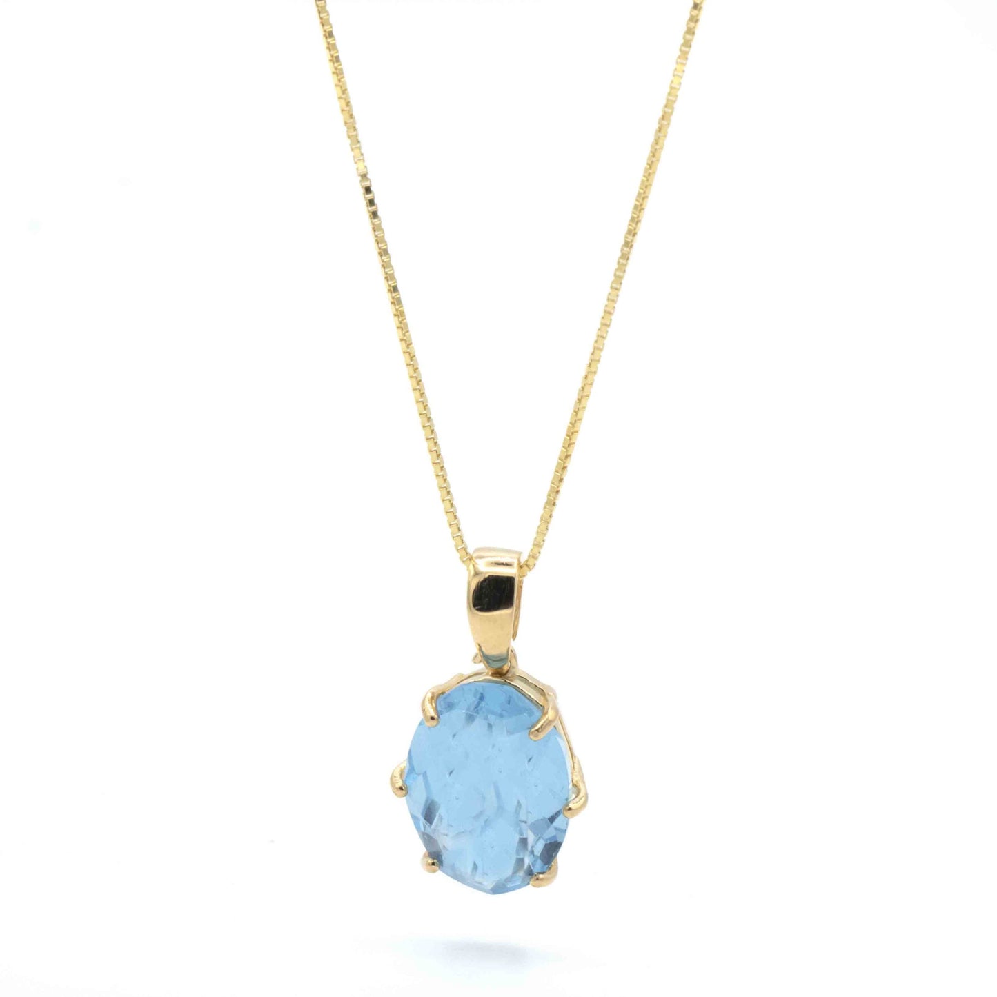 Collana In Argento Dorato Con Pietra Azzurra