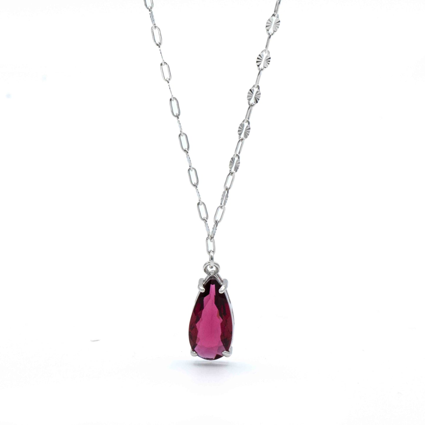 Collana In Argento Pietra Rossa A Goccia