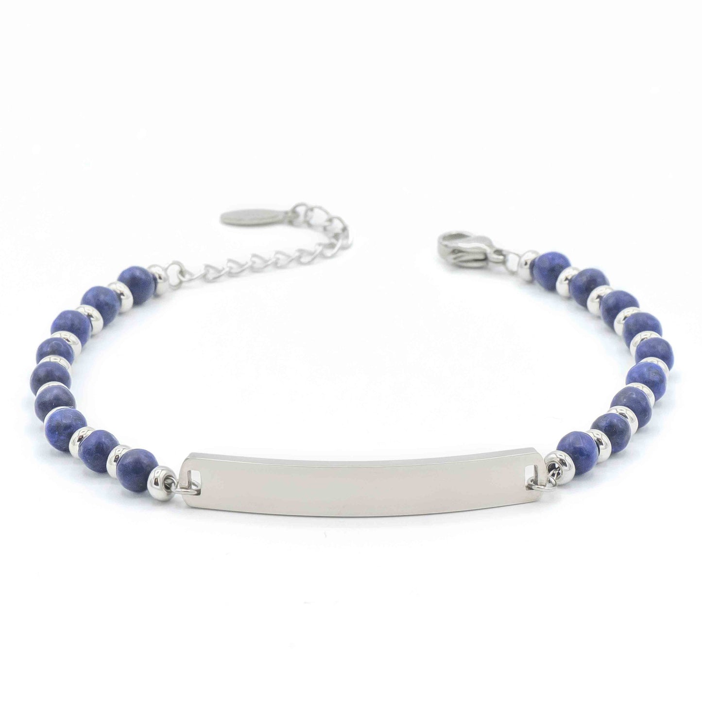 Bracciale Targhetta Personalizzata Con Sfere Blu