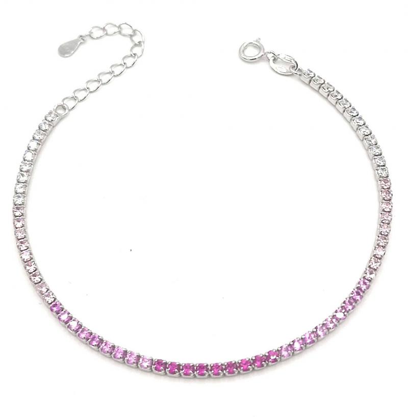 Bracciale Tennis in Argento Pietre Rosa a Sfumare