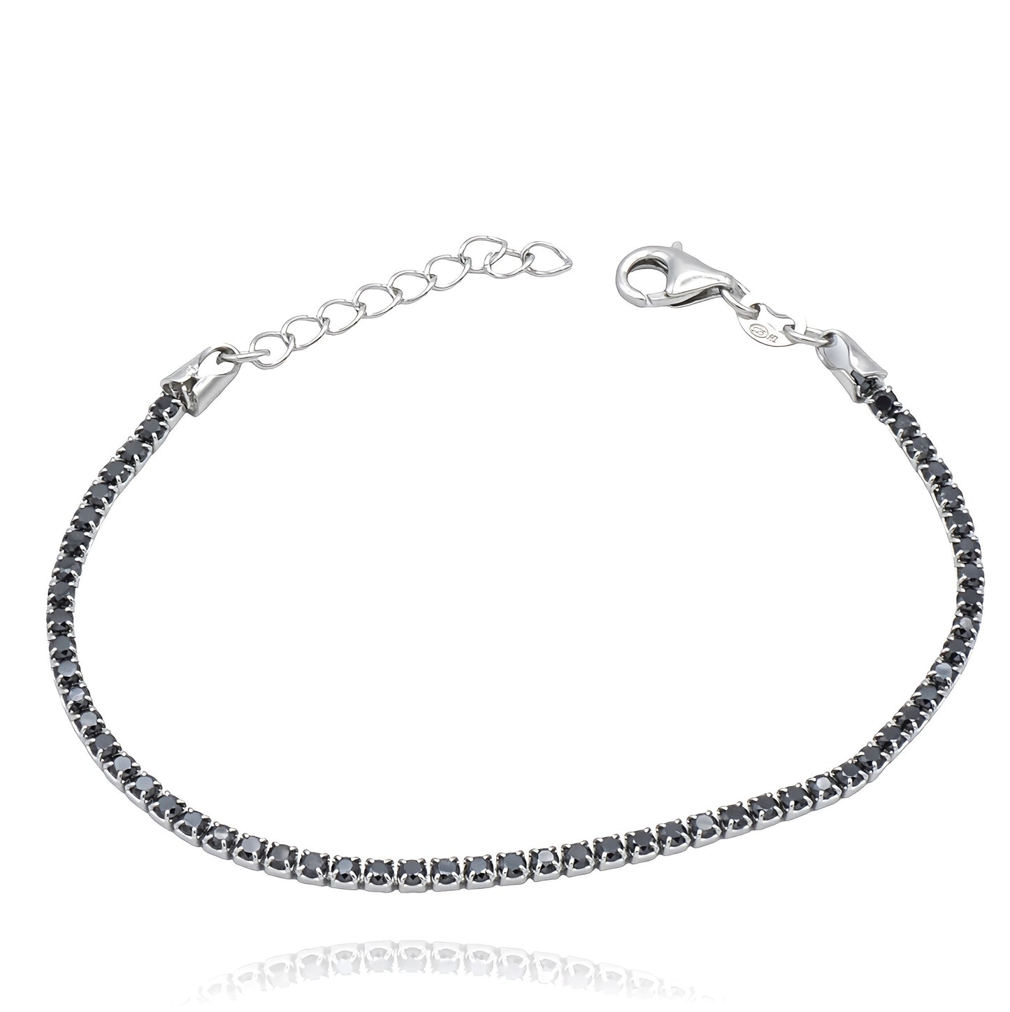 Bracciale Tennis Nero in Argento