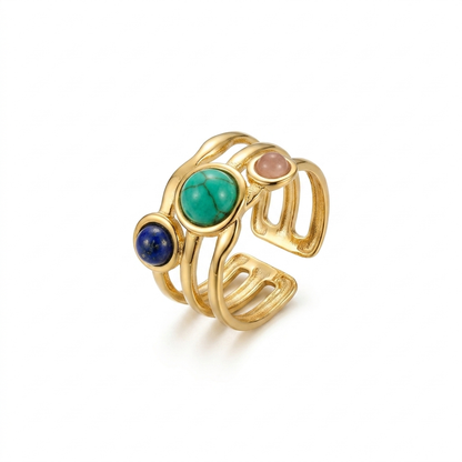 Anello a Fascia "Terre Lontane" in Acciaio Gold