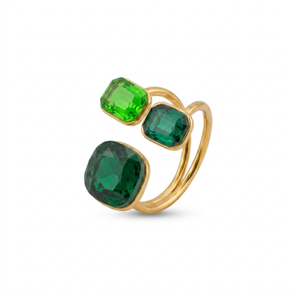 Anello Contrarié "Sfumature di Smeraldo" in Acciaio Gold