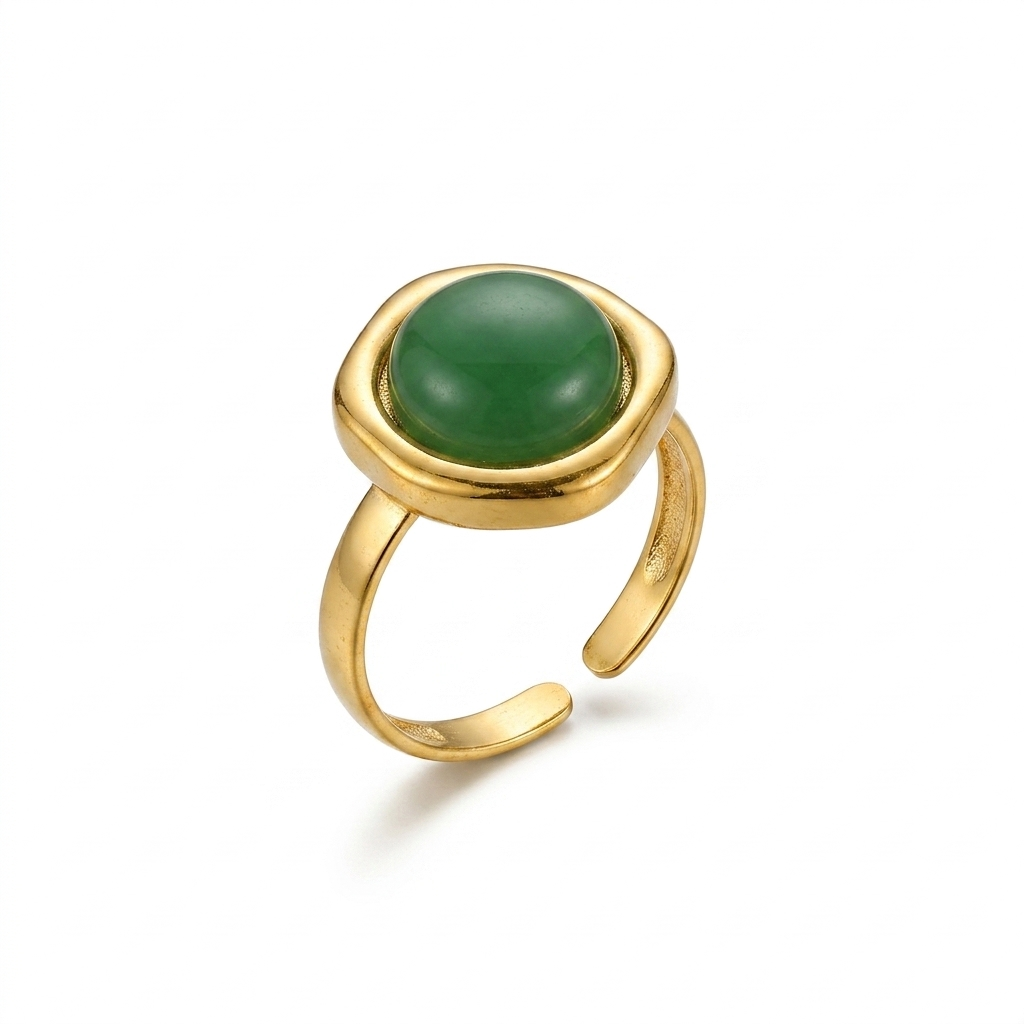 Anello "Essenza di Giada" in Acciaio Gold