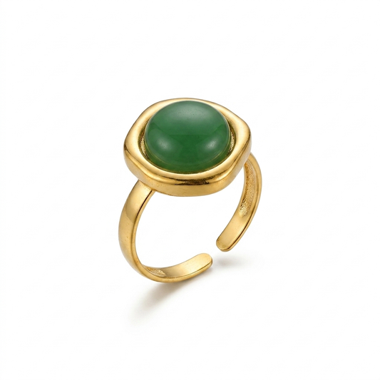 Anello "Essenza di Giada" in Acciaio Gold