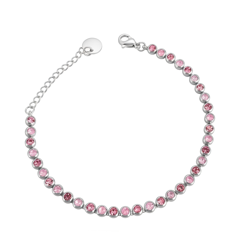Bracciale Tennis Silver Pietre Rosa