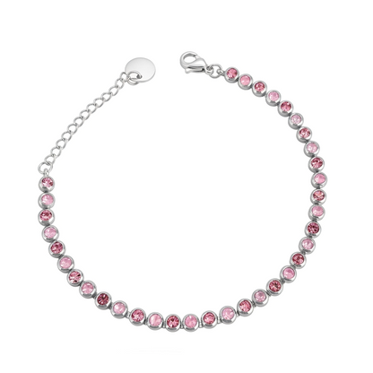 Bracciale Tennis Silver Pietre Rosa