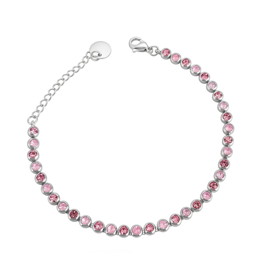 Bracciale Tennis Silver Pietre Rosa