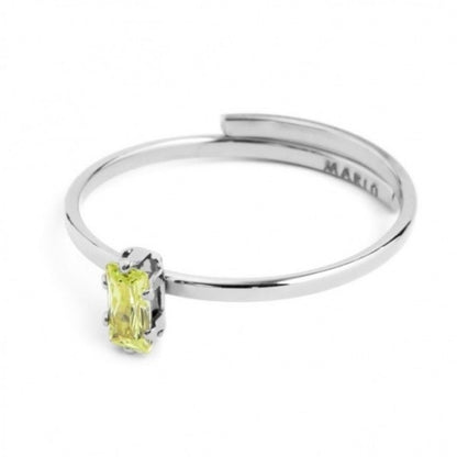 Anello con Zircone Baguette Verde in Acciaio Marlù